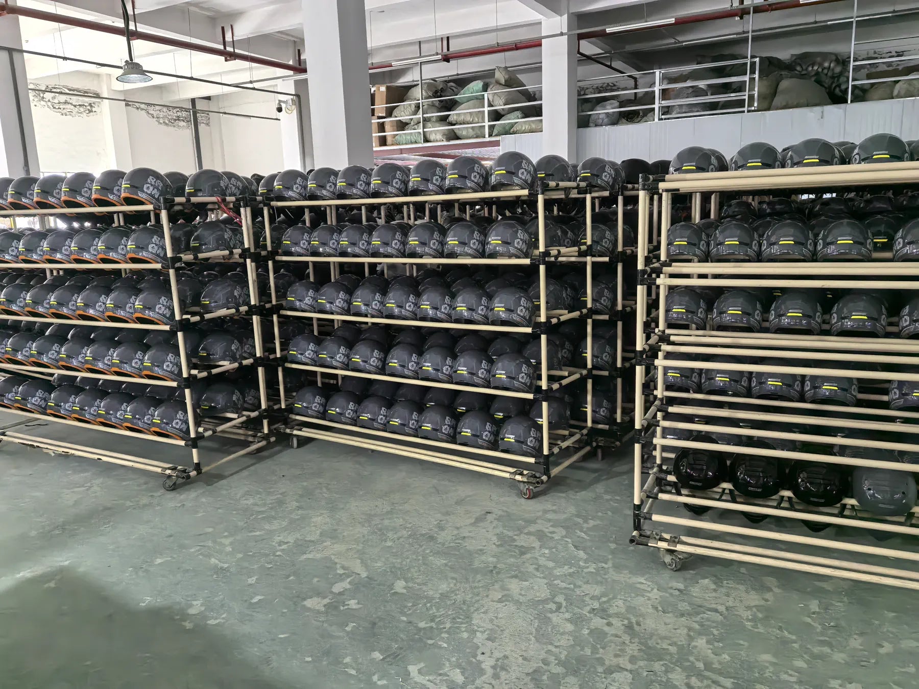 Helmet staging racks